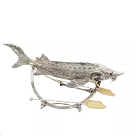 Посеребренная икорница "Осетр на подставке"